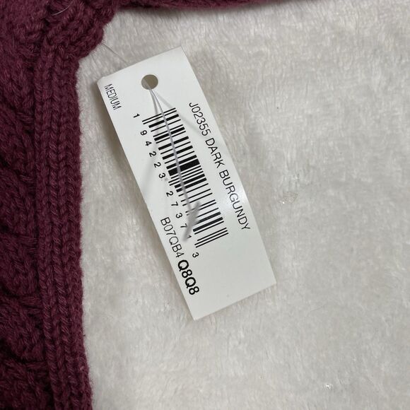 Women's Sz M Cotton Cable Knit Sweater Dark Burgundy Old Money Preppy Brand New - Picture 5 of 8
